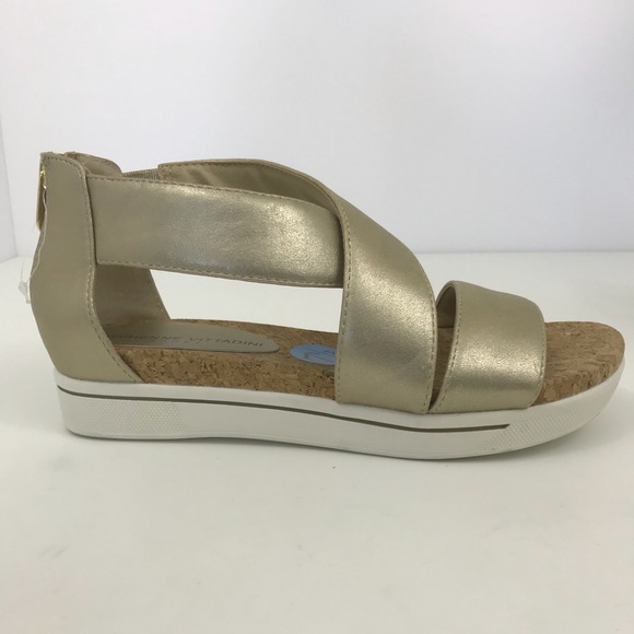 Adrienne Vittadini Claud Sandal Gold Wedge Comfort - Picture 3 of 8